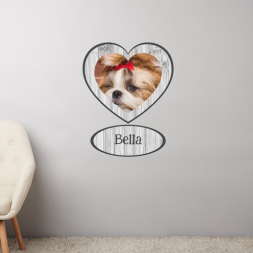 Your pet dog puppy custom photo heart pet name wall decal 