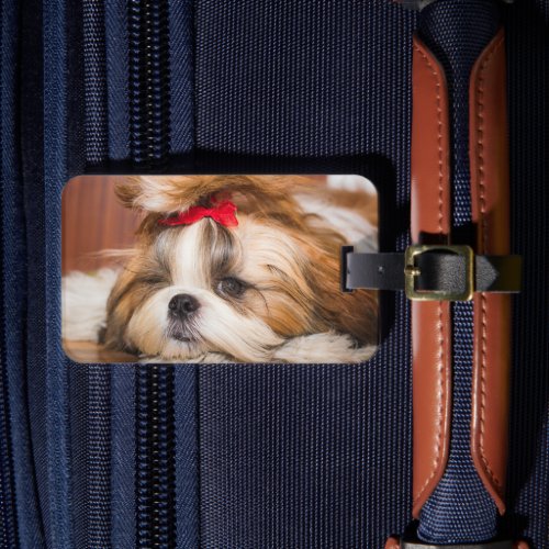 Your pet dog puppy custom photo luggage tag