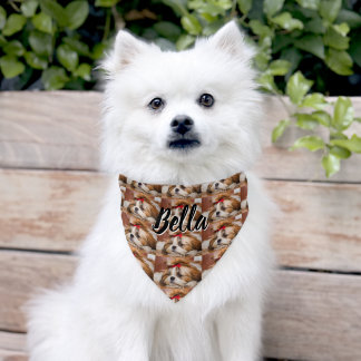 Your pet dog puppy custom photo pattern and name pet bandana collar
