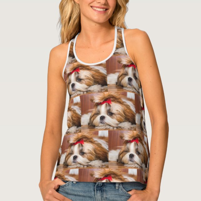 Your pet dog puppy custom photo pattern tank top (Front)