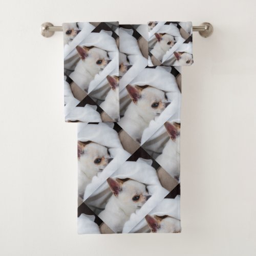 Your pet dog puppy custom photos chihuahua pattern bath towel set