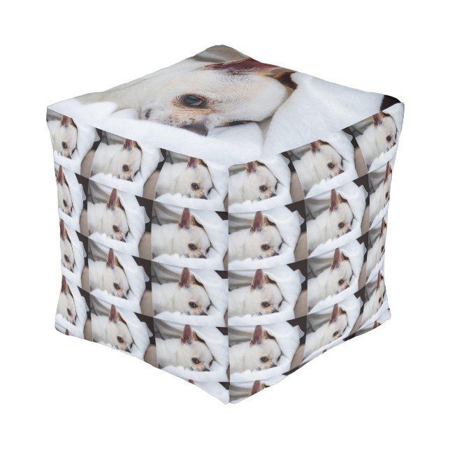 Your pet dog puppy custom six photo chihuahua pouf (Angled Front)