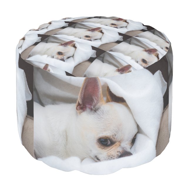 Your pet dog puppy custom three photo chihuahua  pouf (Angled Back)