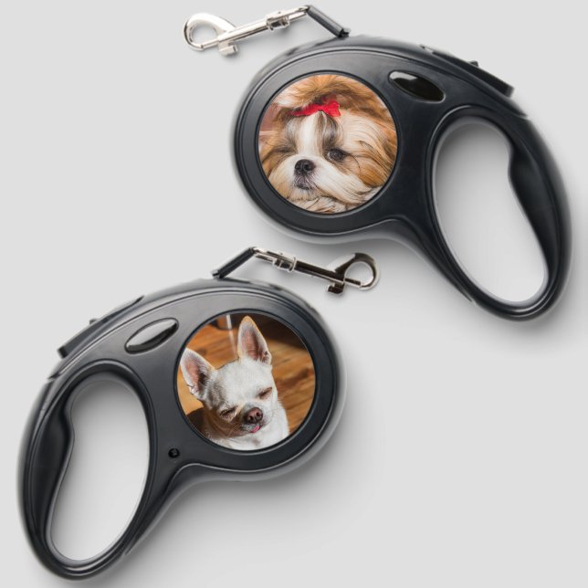 Your pet dog puppy custom two photos retractable pet leash  (Front & Back)