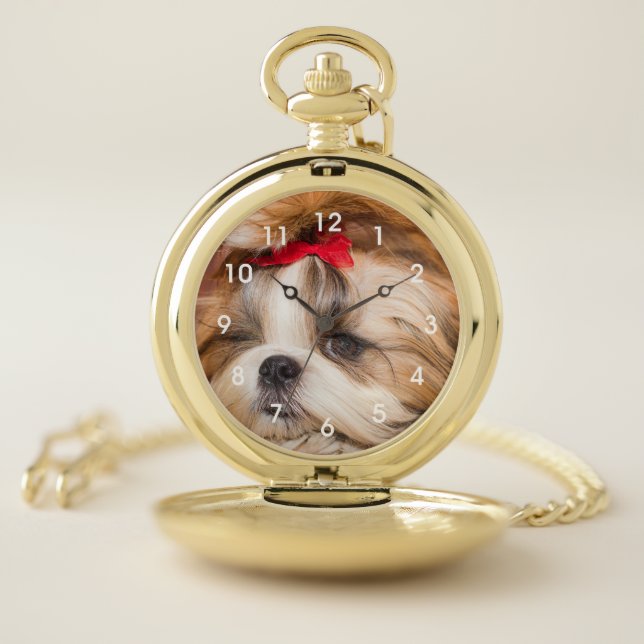 Your pet dog puppy photo gift clock face pocket watch (Inside)
