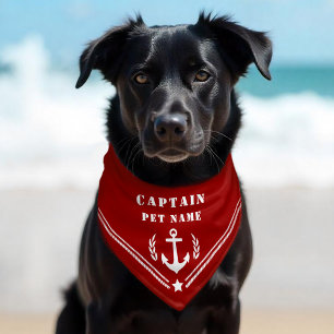 Your Pet Name Captain Anchor Star Laurel Stripes Bandana Collar
