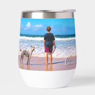 Your Pet Photo and Custom Text Parsonalized Thermal Wine Tumbler