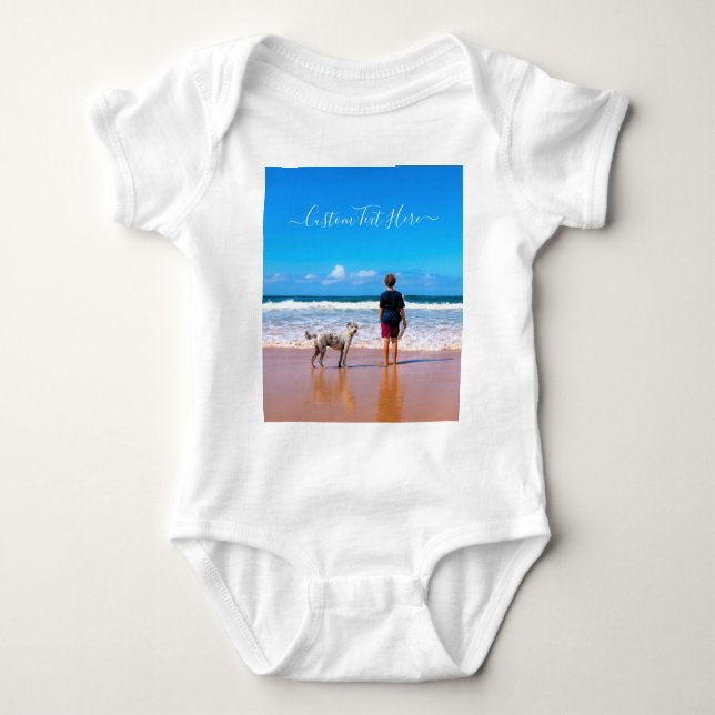 Your Pet Photo Baby Bodysuit Gift with Custom Text (Front)