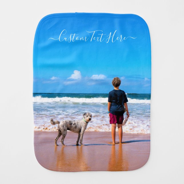 Your Pet Photo Burp Cloth with Custom Text Name (Front)