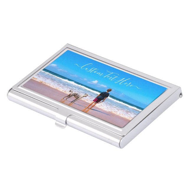 Your Pet Photo Business Card Case Custom Text (Front)