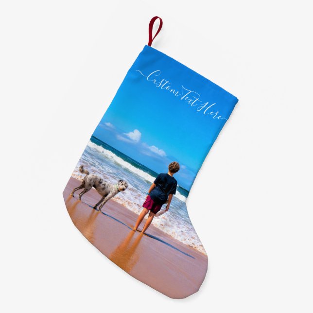 Your Pet Photo Christmas Stocking with Custom Text (Front (Hanging))