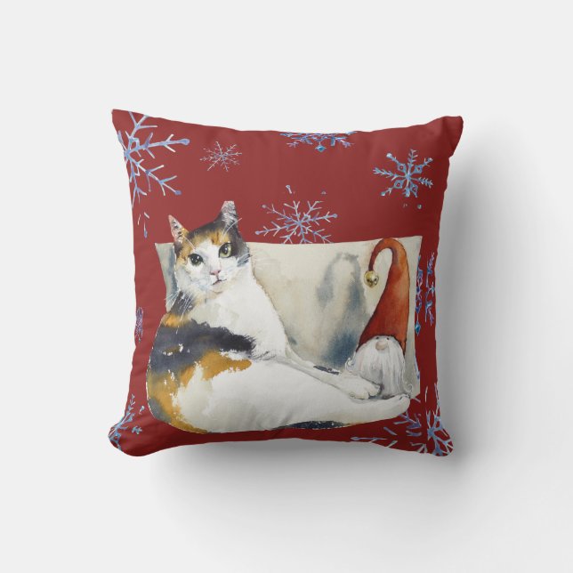 Your Pet Photo Christmas theme snowflakes  Throw Pillow (Front)