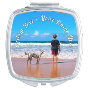 Your Pet Photo Compact Mirror Personalized Text