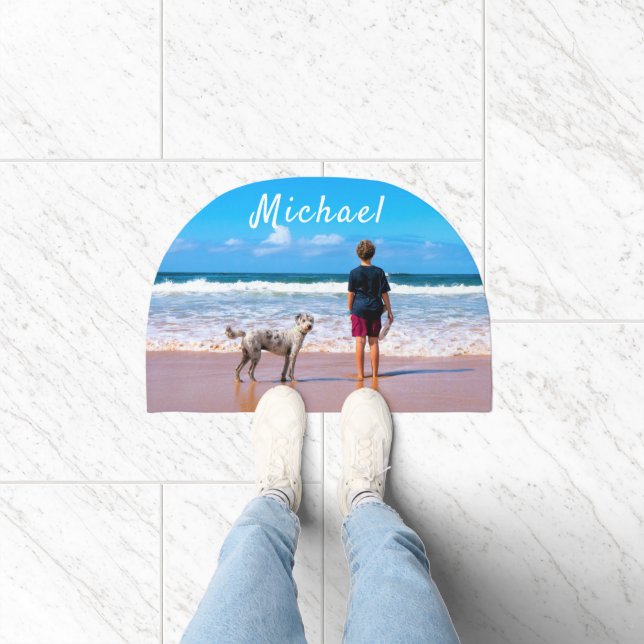 Your Pet Photo Doormat with Custom Name Text (Indoor)