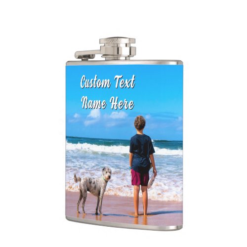 Your Pet Photo Flask Personalized Text