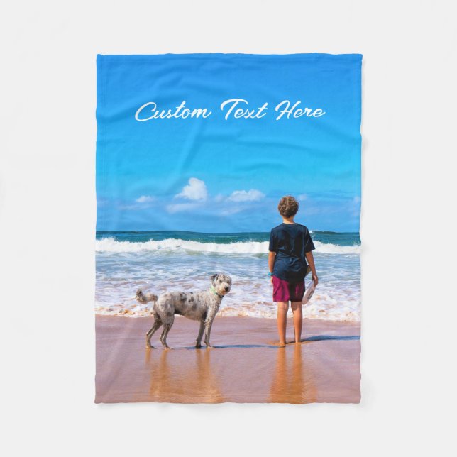 Your Pet Photo Fleece Blanket with Custom Text (Front)
