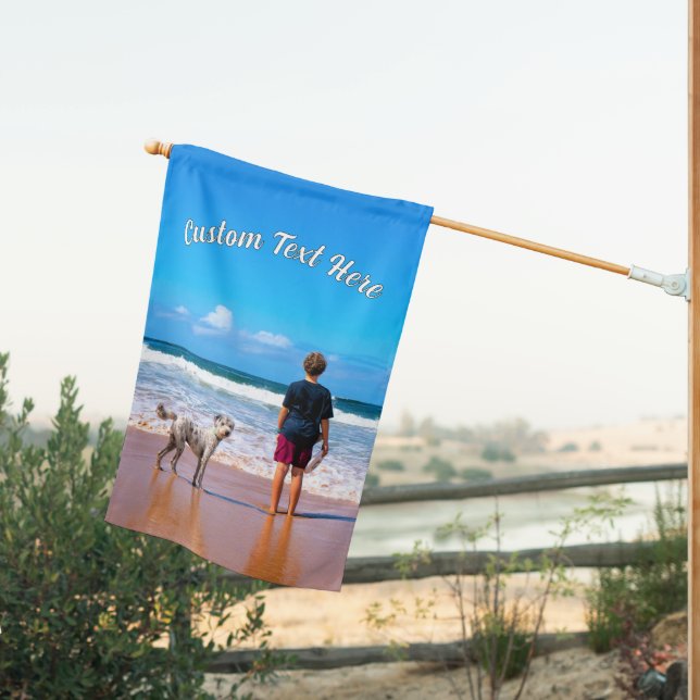 Your Pet Photo House Flag with Custom Text Name (Insitu (Back))
