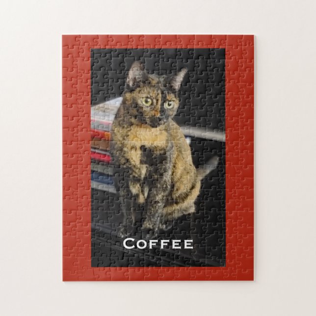 Your Pet Photo, Name, Red Background, Personalized Jigsaw Puzzle (Vertical)