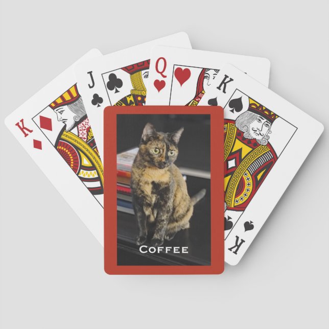 Your Pet Photo, Name, Red Background,  Poker Cards (Back)