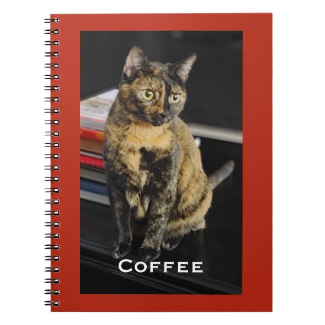 Your Pet Photo, Name, Red Background, Spiral Notebook (Front)
