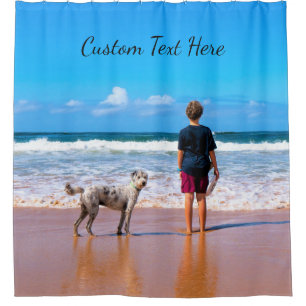 Your Pet Photo Shower Curtain with Custom Text