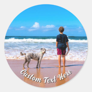 Your Pet Photo Stickers Personalized Text Name