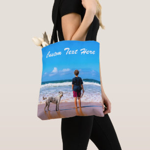 Your Pet Photo Tote Bag Personalized Text