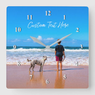 Your Pet Photo Wall Clock Gift Custom Text Name