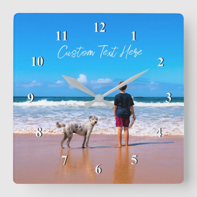 Your Pet Photo Wall Clock Gift Custom Text Name (Front)