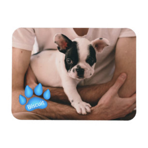 Your Pet Photo with Name in Paw Print Magnet