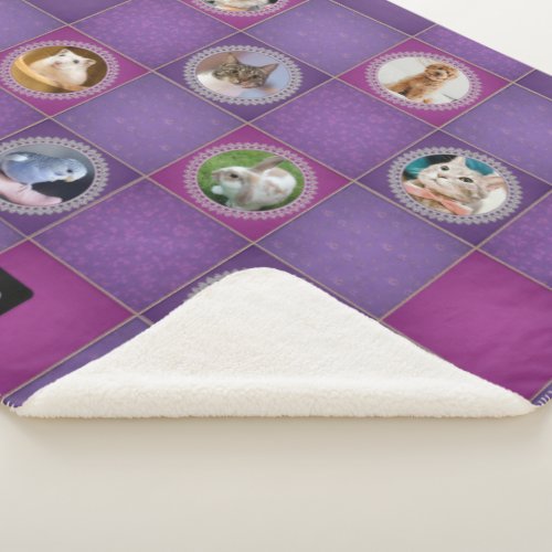 Your Pet Photos on Patched Memory Quilt _ add Name Sherpa Blanket