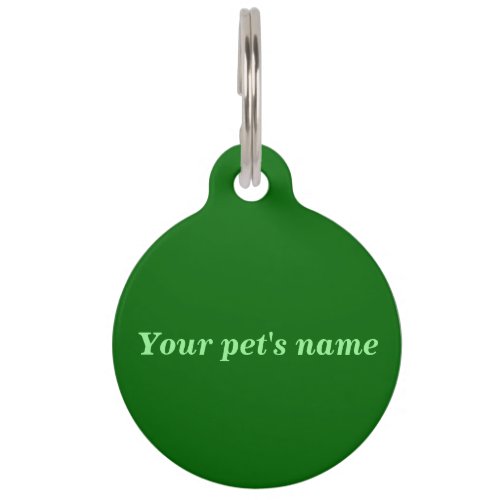 Your Pets Name on Green Round Shape Pet Tag