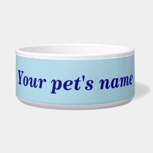 Your Pet’s Name With Light Blue Background on Pet Bowl