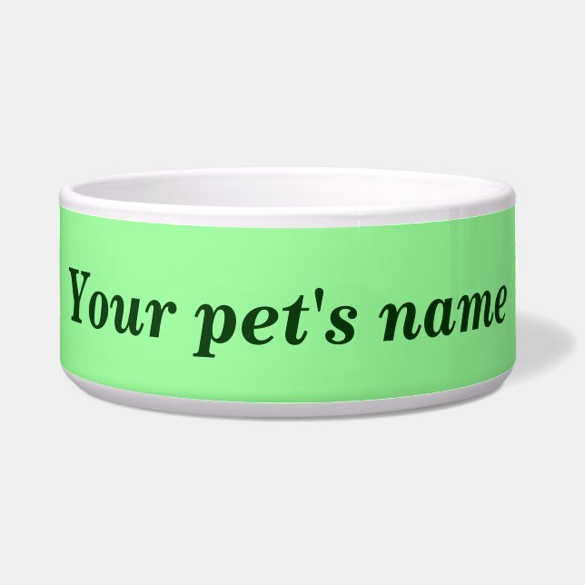 Your Pet’s Name With Light Green Background on Pet Bowl (Front)