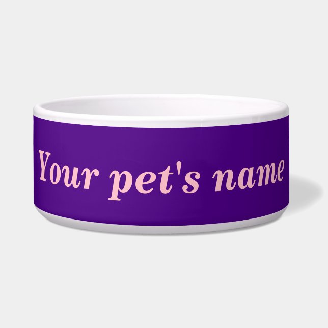 Your Pet’s Name With Purple Background on Pet Bowl (Front)