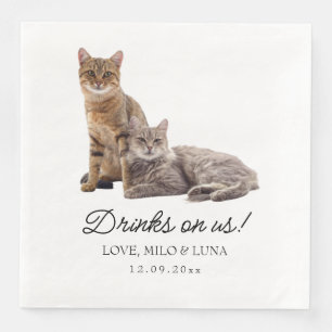 Your Pets Cats Photo Custom Wedding Paper Dinner Napkins