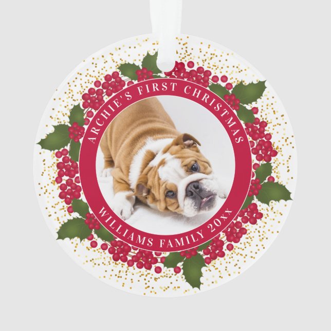 Your Pet's First Christmas Personalized Pet Photo Ornament (Back)