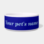 Your Pet's Name on Blue Background on Pet<br><div class="desc">Pet bowl that you can customize to put the name of your dog, cat and other pets. Design colors are light blue texts on blue background. Please check the appearance after typing your pet’s name. If the appearance is pleasing to you, you can place your order now. If you need...</div>