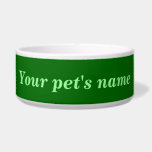 Your Pet's Name on Green Background on Pet<br><div class="desc">Pet bowl that you can customize to put the name of your dog, cat and other pets. Design colors are light green texts on green background. Please check the appearance after typing your pet’s name. If the appearance is pleasing to you, you can place your order now. If you need...</div>