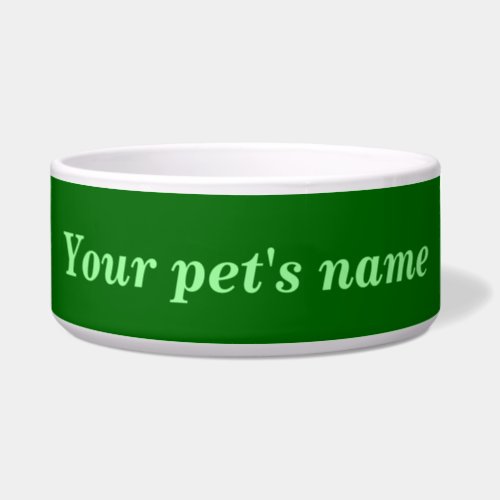 Your Pets Name on Green Background on Pet Bowl