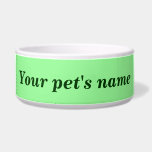 Your Pet's Name on Light Green Background on Pet Bowl<br><div class="desc">Pet bowl that you can customize to put the name of your dog, cat and other pets. Design colors are dark green texts on light green background. Please check the appearance after typing your pet’s name. If the appearance is pleasing to you, you can place your order now. If you...</div>