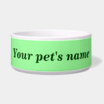 Your Pet's Name on Light Green Background on Pet Bowl<br><div class="desc">Pet bowl that you can customize to put the name of your dog, cat and other pets. Design colors are dark green texts on light green background. Please check the appearance after typing your pet’s name. If the appearance is pleasing to you, you can place your order now. If you...</div>