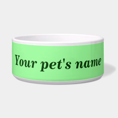 Your Pets Name on Light Green Background on Pet Bowl