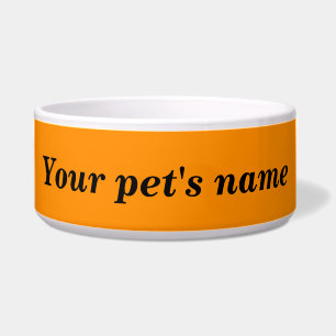 Your Pet's Name on Orange Color Background on Pet Bowl