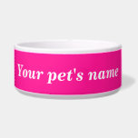Your Pet's Name on Pink Background on Pet<br><div class="desc">Pet bowl that you can customize to put the name of your dog, cat and other pets. Design colors are white texts on pink background. Please check the appearance after typing your pet’s name. If the appearance is pleasing to you, you can place your order now. If you need to...</div>