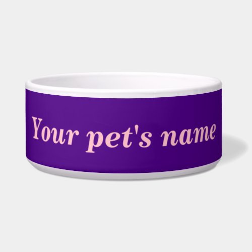 Your Pets Name on Purple Background on Pet Bowl