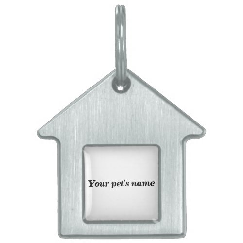 Your Pets Name on White Background on House Shape Pet ID Tag