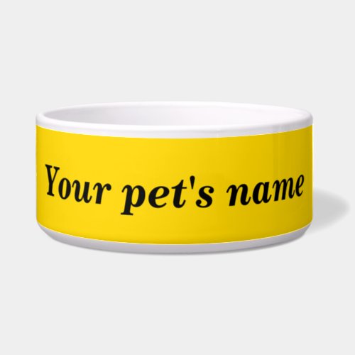 Your Pets Name on Yellow Background on Pet Bowl