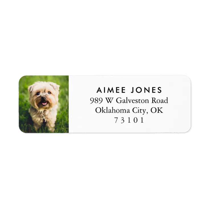Your Pet's Photo Custom Return Address Label | Zazzle