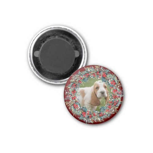 Your Pets Photo Dog Christmas cute  Xmas wreath Magnet